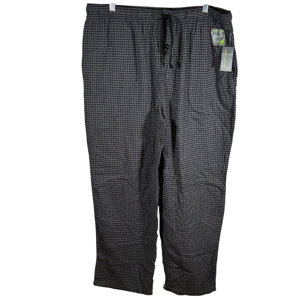 John Bartlett Statements Mens Microfleece Sleep Pants Grey Houndstooth XL NEW
